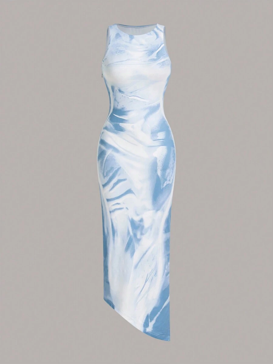SHEIN ICON Body Heat Map Print Tank Long Dress,Pastel Dresses For Women