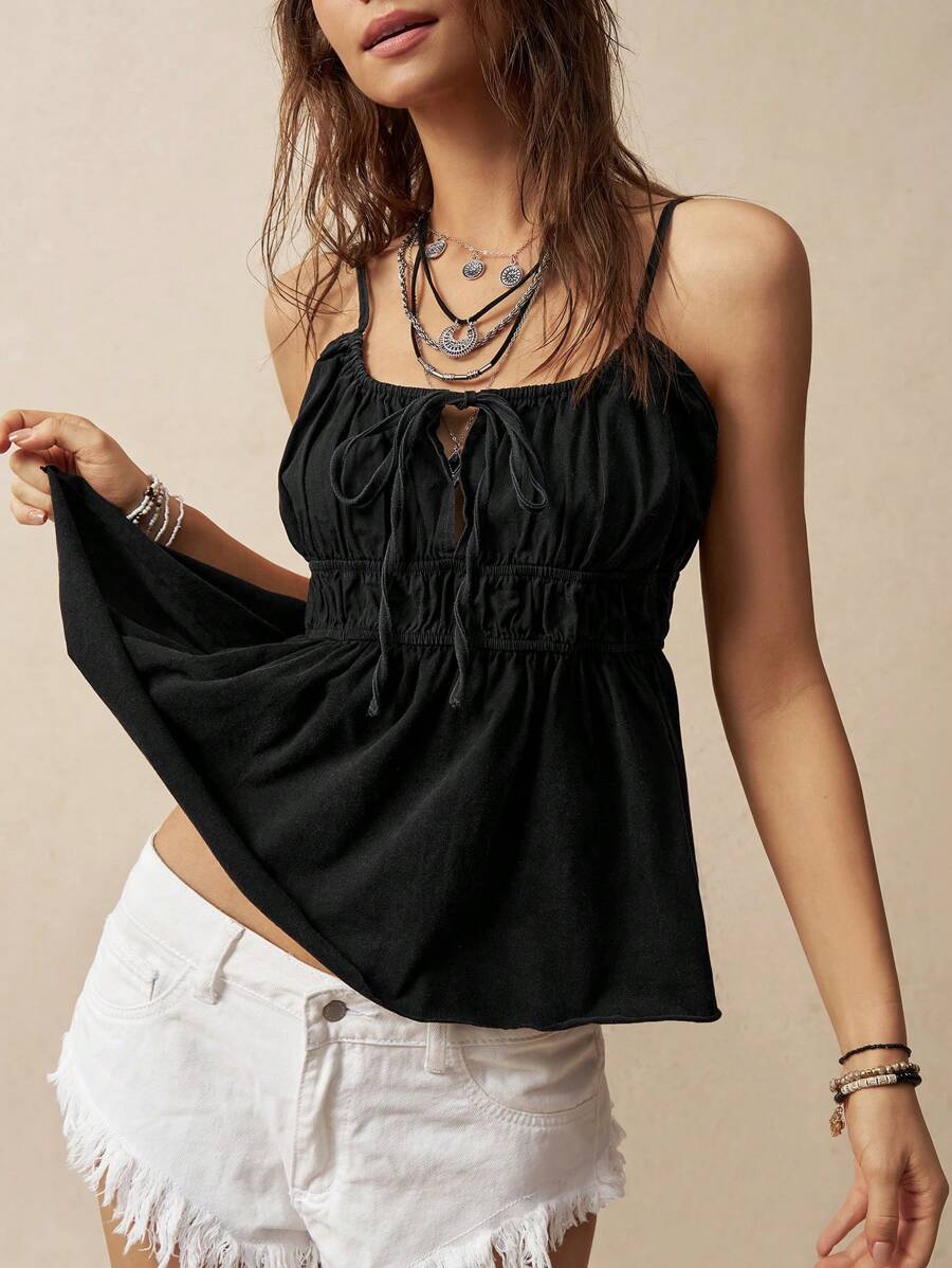 Bohemela Women's Summer Vacation Simple Solid Color Sling Top