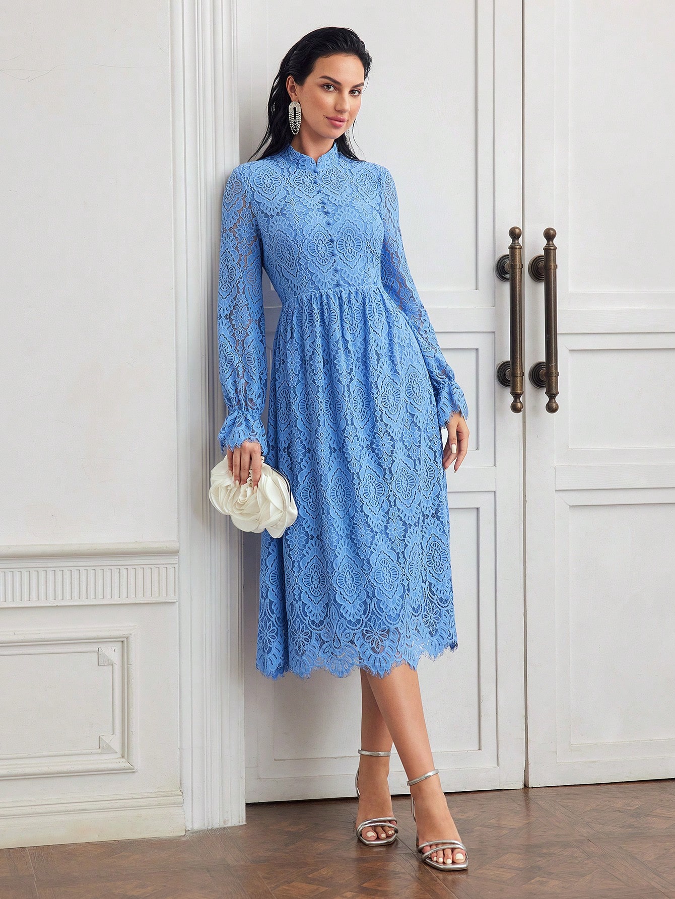 Fit And Flare Ombre Embroidered Allover Lace Mother Of The