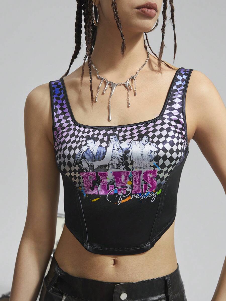 Elvis Presley X SHEIN Music Festival Sexy Women's Crop Tank Top