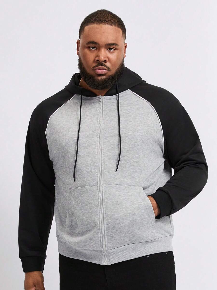 Manfinity Homme Men's Plus Size Fashion Colorblock Long Sleeve Sweatshirt Sweatshirt