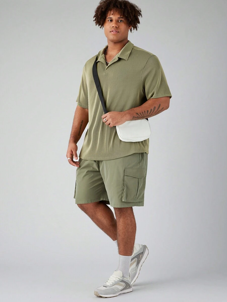 Manfinity NXTstreet 2pcs/Set Men's Plus Size Casual Casual Polo Suit