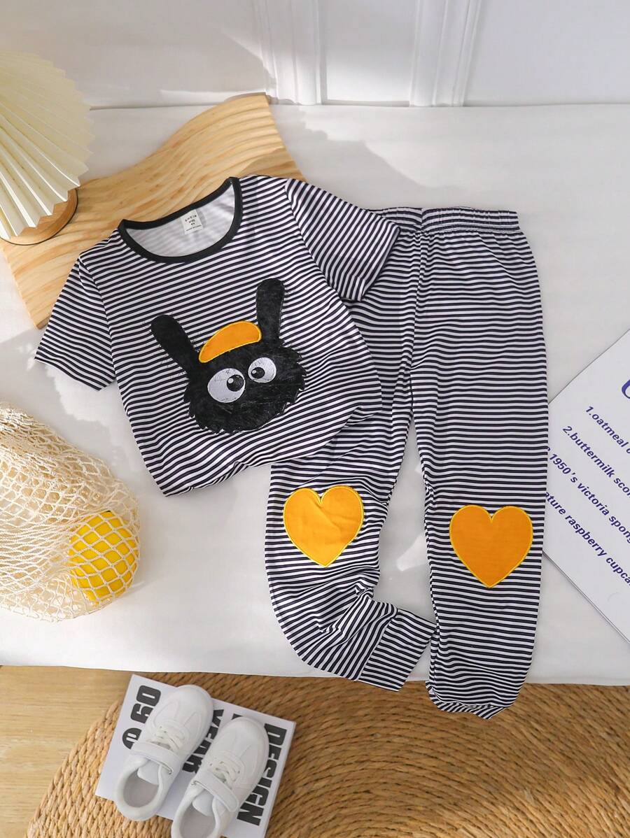 SHEIN Casual gestreepte tweedelige outfit voor jong meisje