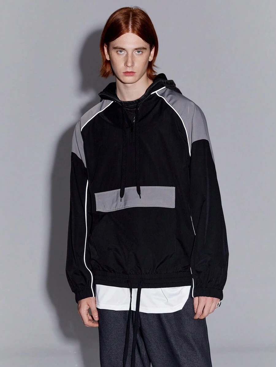 Manfinity VCAY Veste coupe-vent de créateur avec blocs de couleurs et passepoil réfléchissant