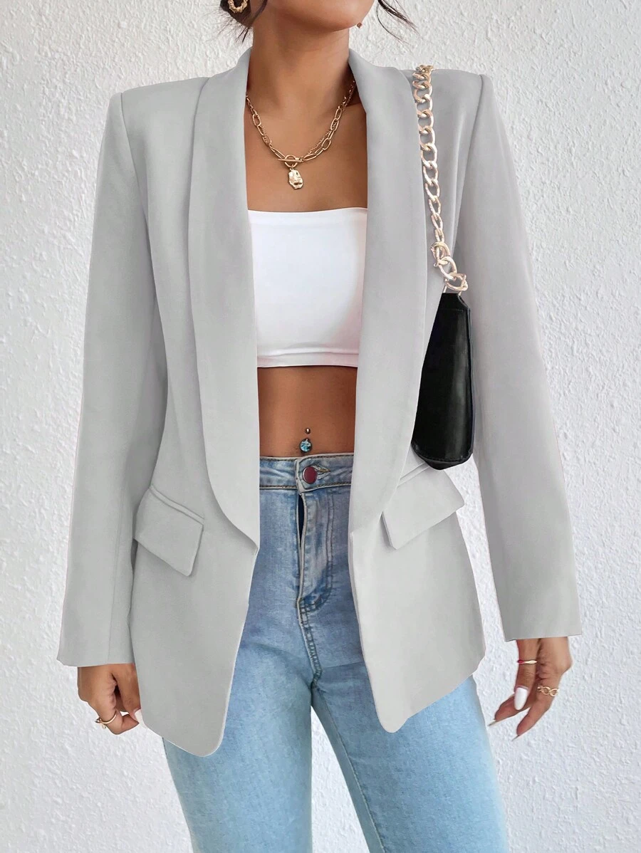 RosyDaze Sjaalkraag Effen kleur Lange mouw Elegante blazer