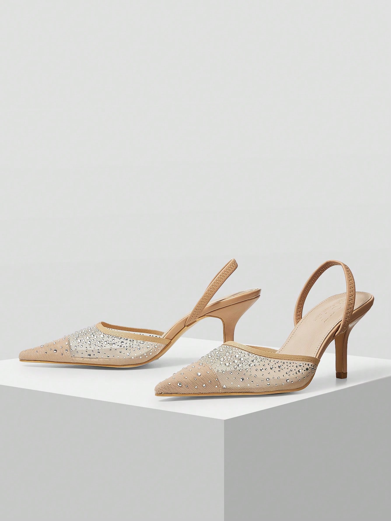 極美品✨Öffen offen オッフェン pointed-FRIN 25.5 LADIES' RHINESTONE MESH POINTED TOE HIGH HEELS, FOR NEW YEAR