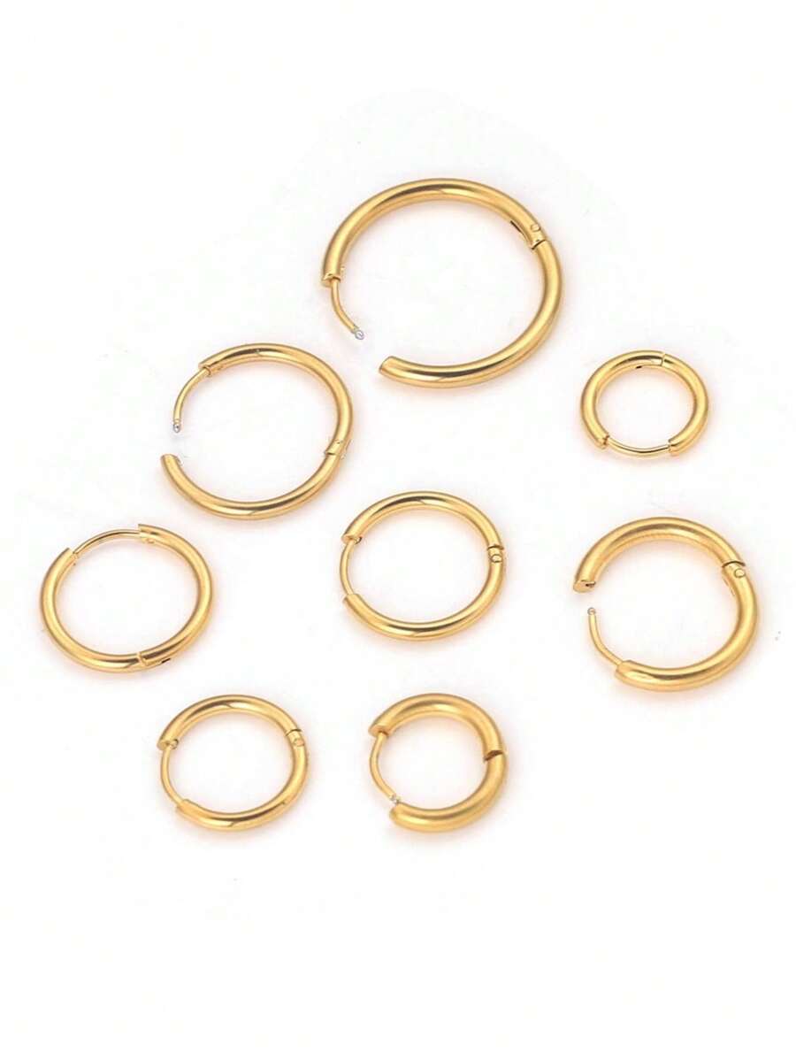 6 Stücke, 0,2 cm breit, Edelstahl, goldfarben, koreanische Creolen, DIY Schmuckprodukte