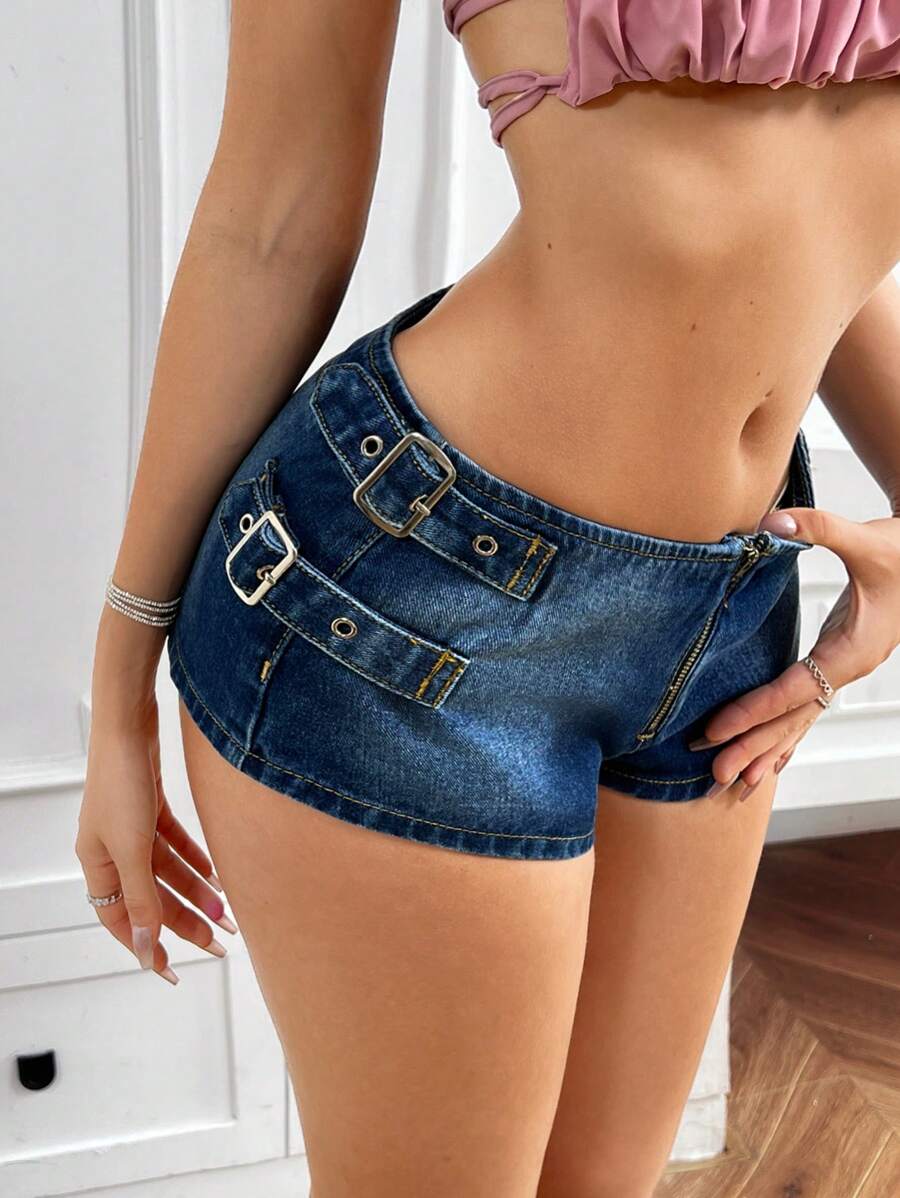 SHEIN ICON Women's Plain And Simple Daily Denim Shorts