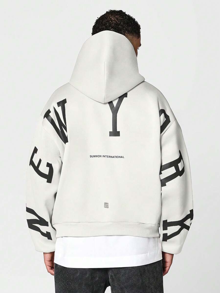 SUMWON Overhead Hoodie With Back New York Graphic Print
