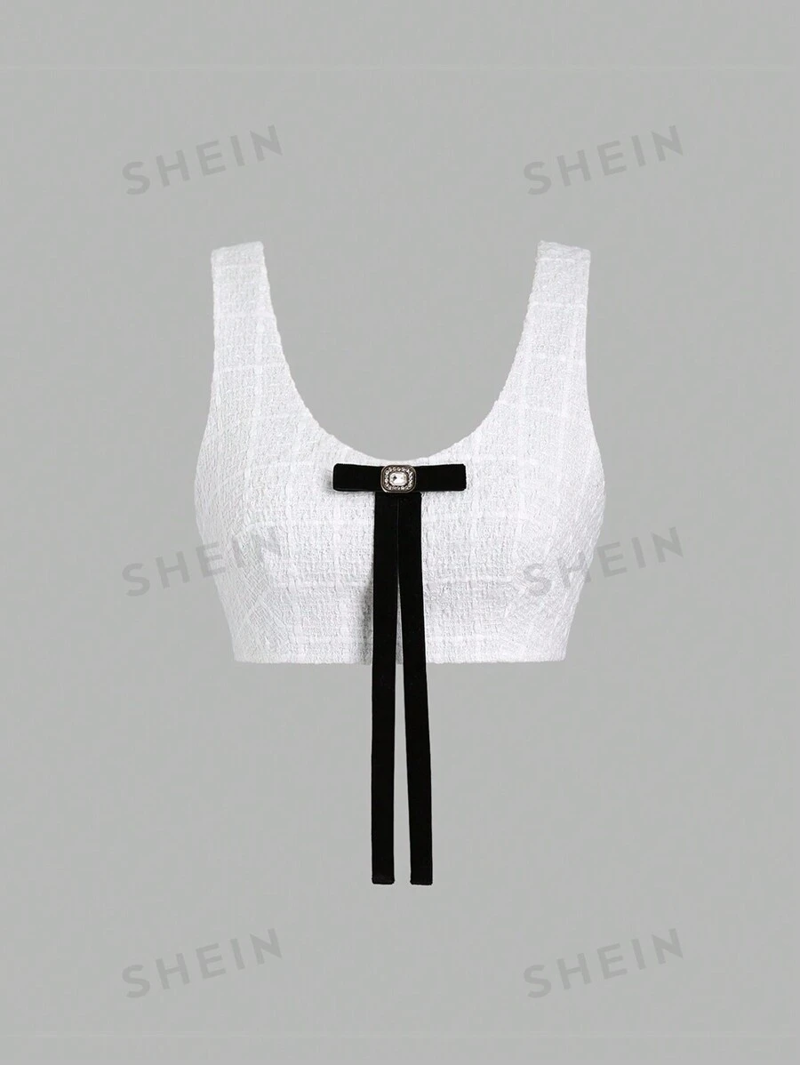 Sweetra Top de camisola de verano para mujer con cuello en V, ajuste ceñido y adorno de lazo
