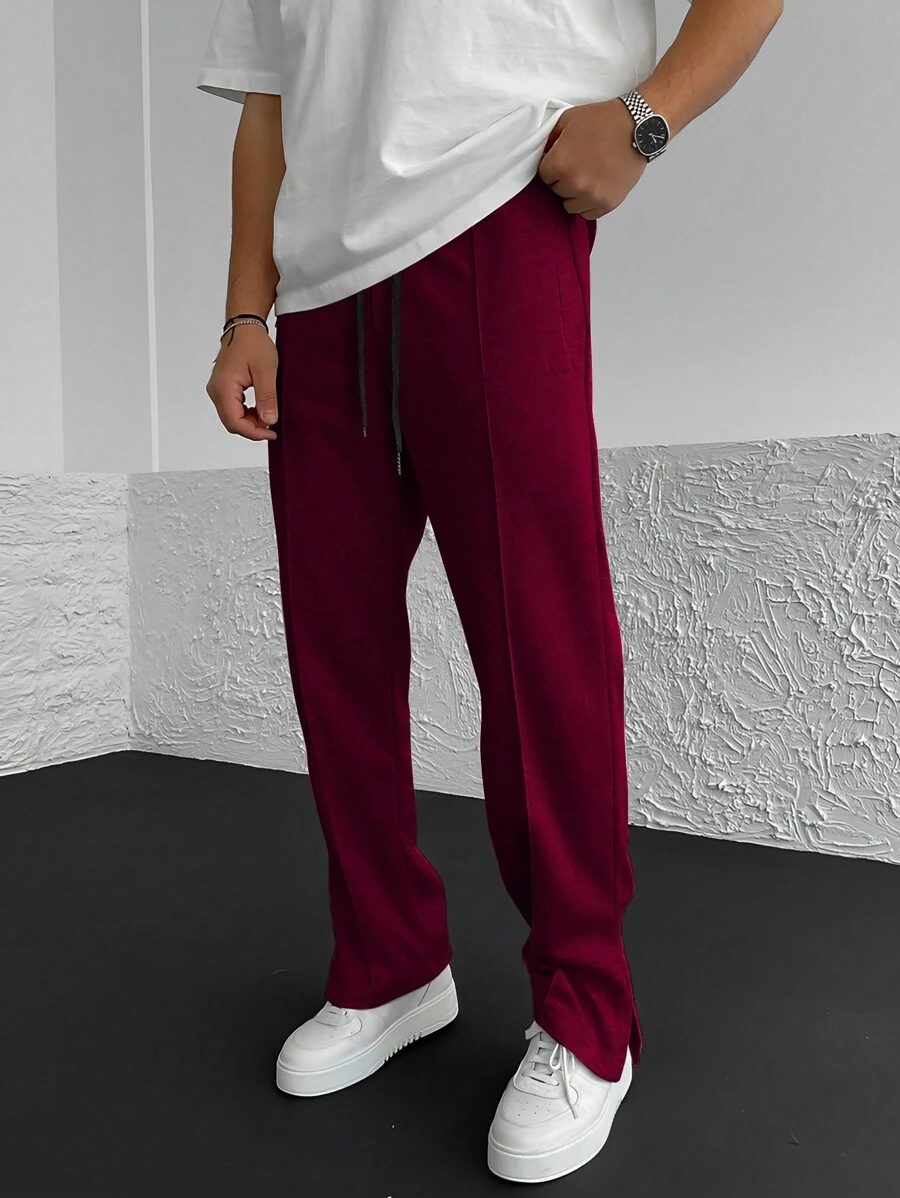 Manfinity Homme Men's Drawstring Waist Straight Leg Casual Sweatpants With Pockets