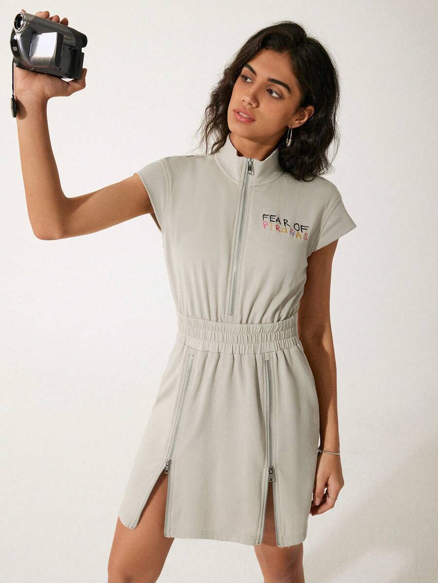 GAWX Artist Casual Stand Collar Loose Fit Cinched Waist Women's Summer Dress, Holiday, Party, Vacation Outfit, Birthday Outfits, Beach, Festival, Ibiza Fits, Western Wear