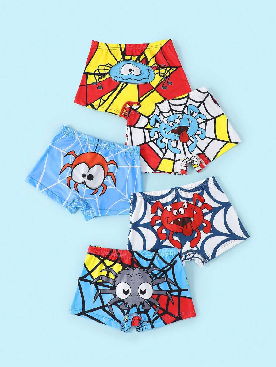 Cueca Boxer Casual Impressa de Aranha em Cartoon para Meninos Jovens