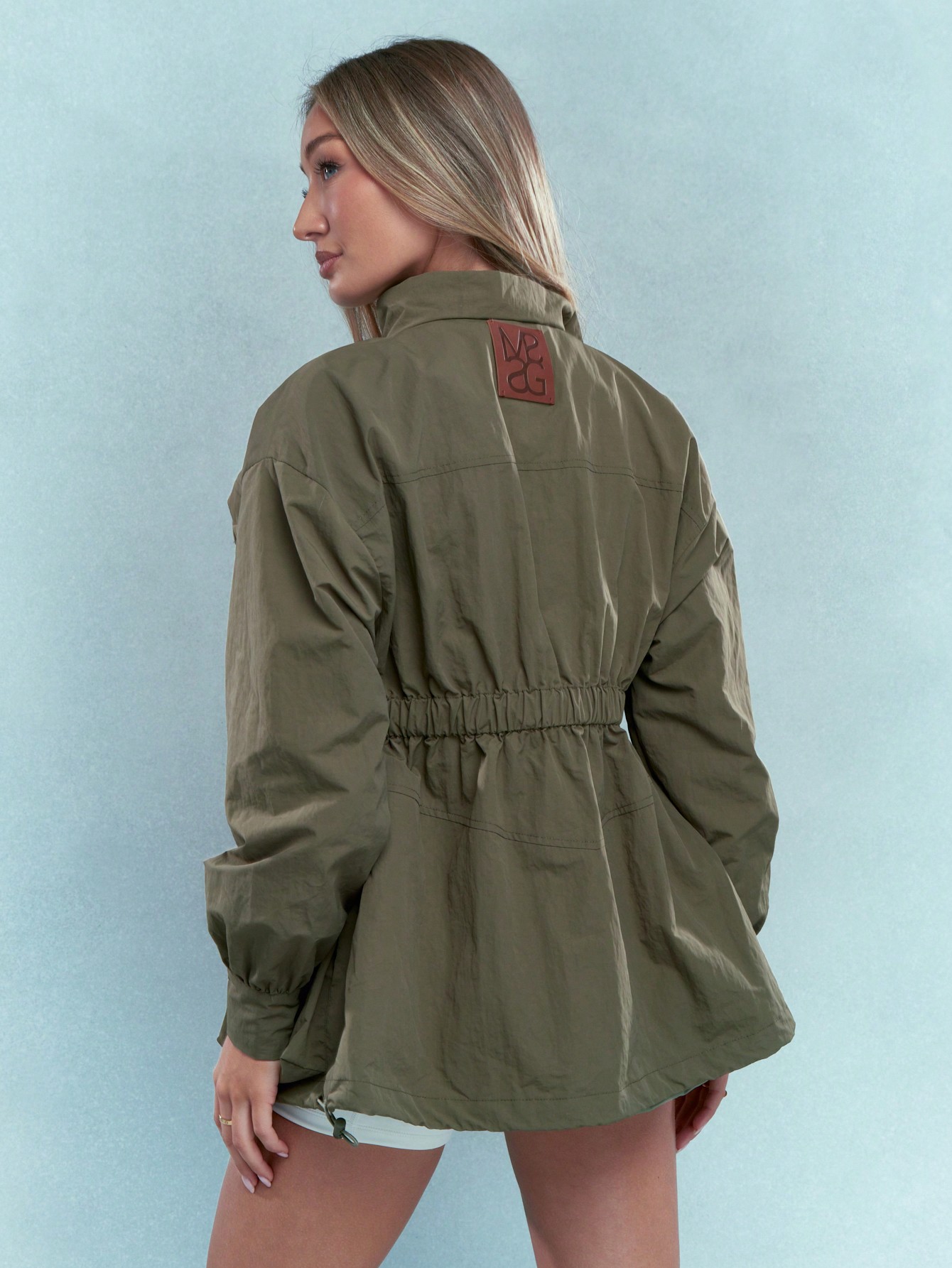 MISSGUIDED Gathered Waist Jacket With Pocket And Drawstrings