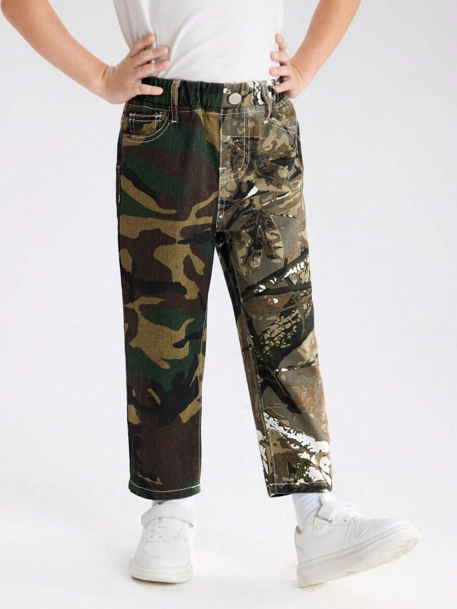Jungen Street-Style Camouflage Jeans mit Farbblock
