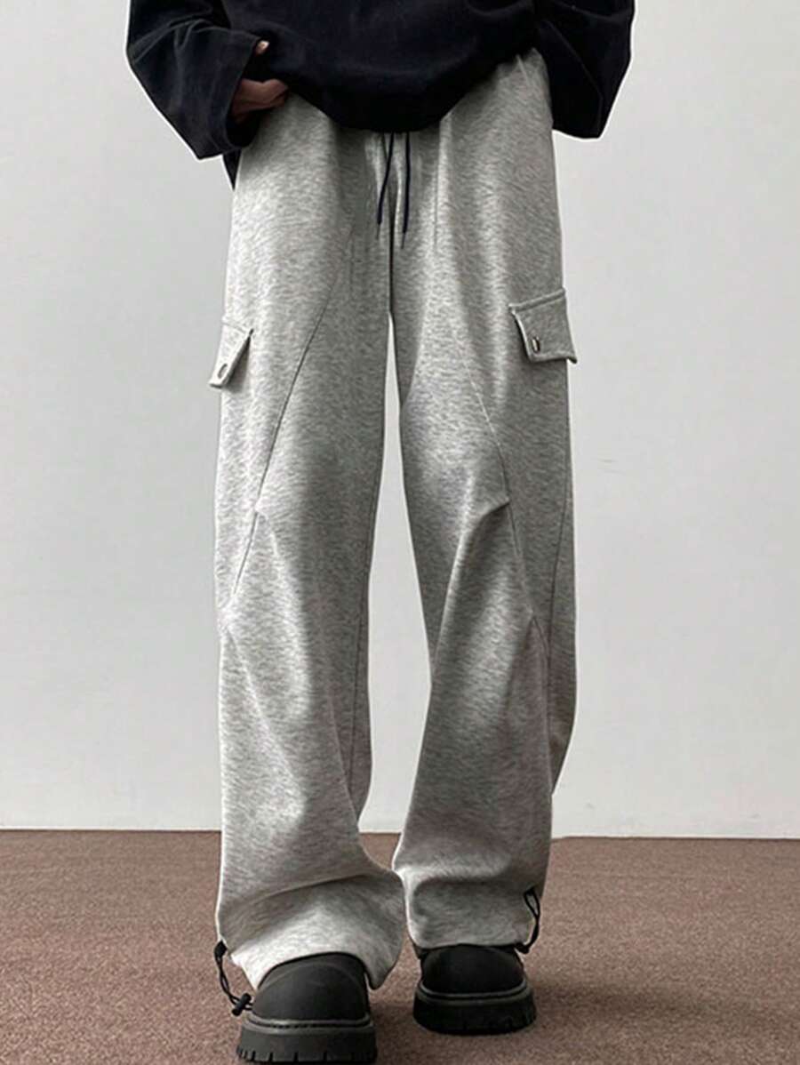 Manfinity EMRG Pantalones cortos para hombre de trabajo casuales de un solo color con cordón