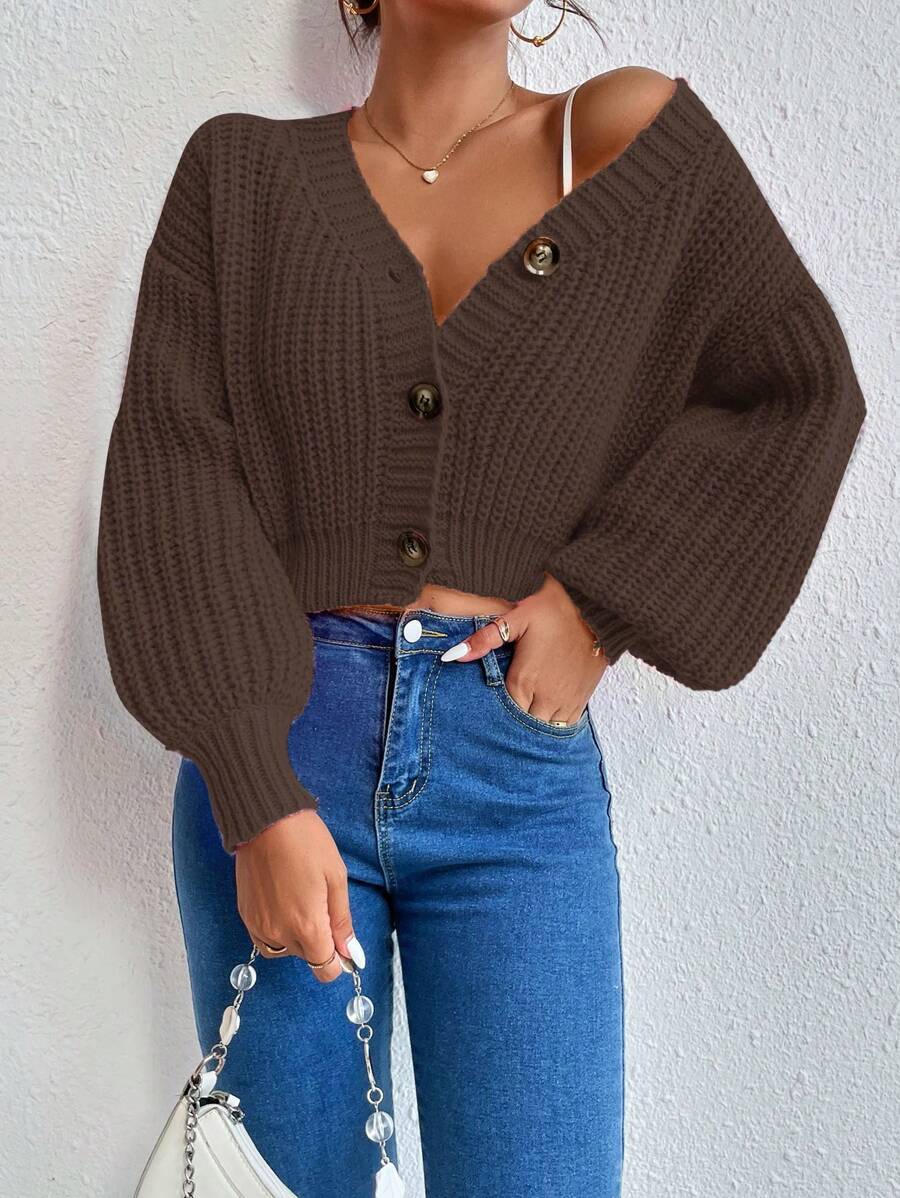 Chiquease Women's Loose Fit Short Cardigan With Drop Shoulder, Spring & Autumn,Long Sleeve Tops