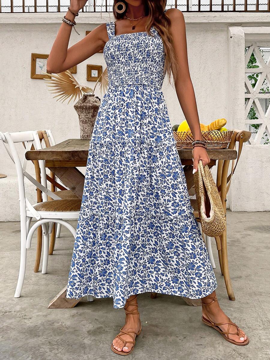 Breezaya Women's Summer Spaghetti Strap Ditsy Floral Vacation Dress