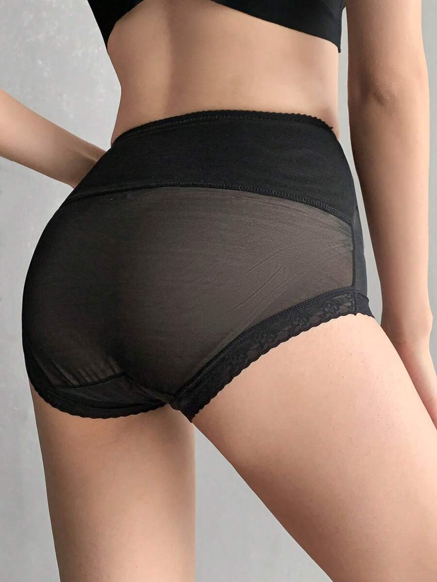 DAZY Faja reductora de control ligero para cintura y abdomen con malla con ribete de encaje transparente
