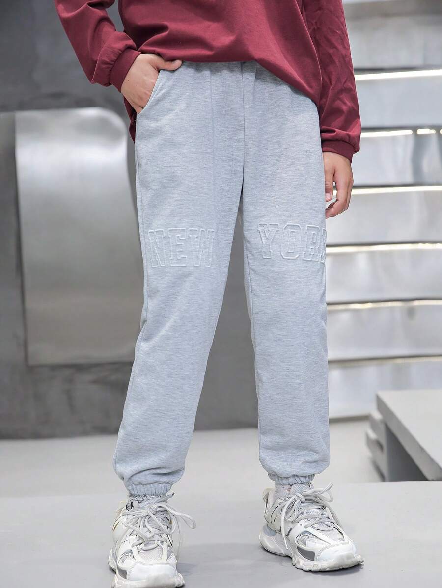 Pantalones cortos deportivos de impresión de letras 3D para niños preadolescentes