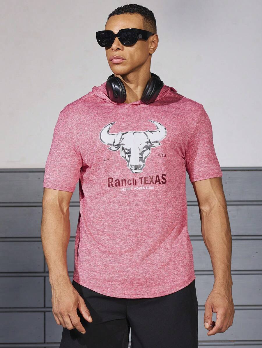 Manfinity Sport Corelite Camiseta deportiva de manga corta de estilo novio para hombres, estampada y sencilla, de uso casual