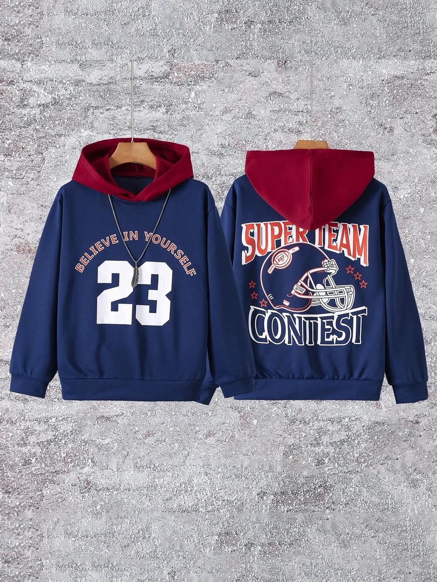 Sweatshirt met capuchon voor jongens, warm voor herfst en winter
