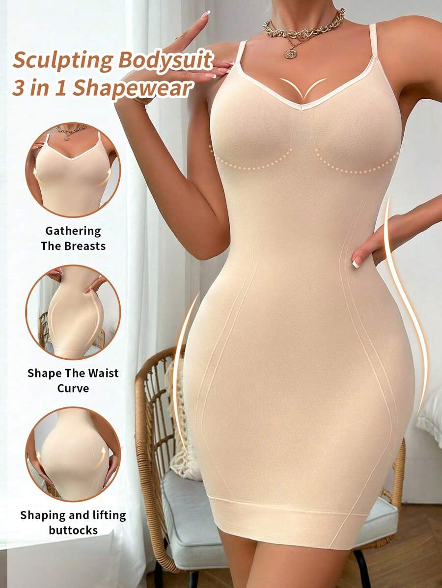 Women's Seamless Bodycon Dress With Tummy & Waist Control, 1pc