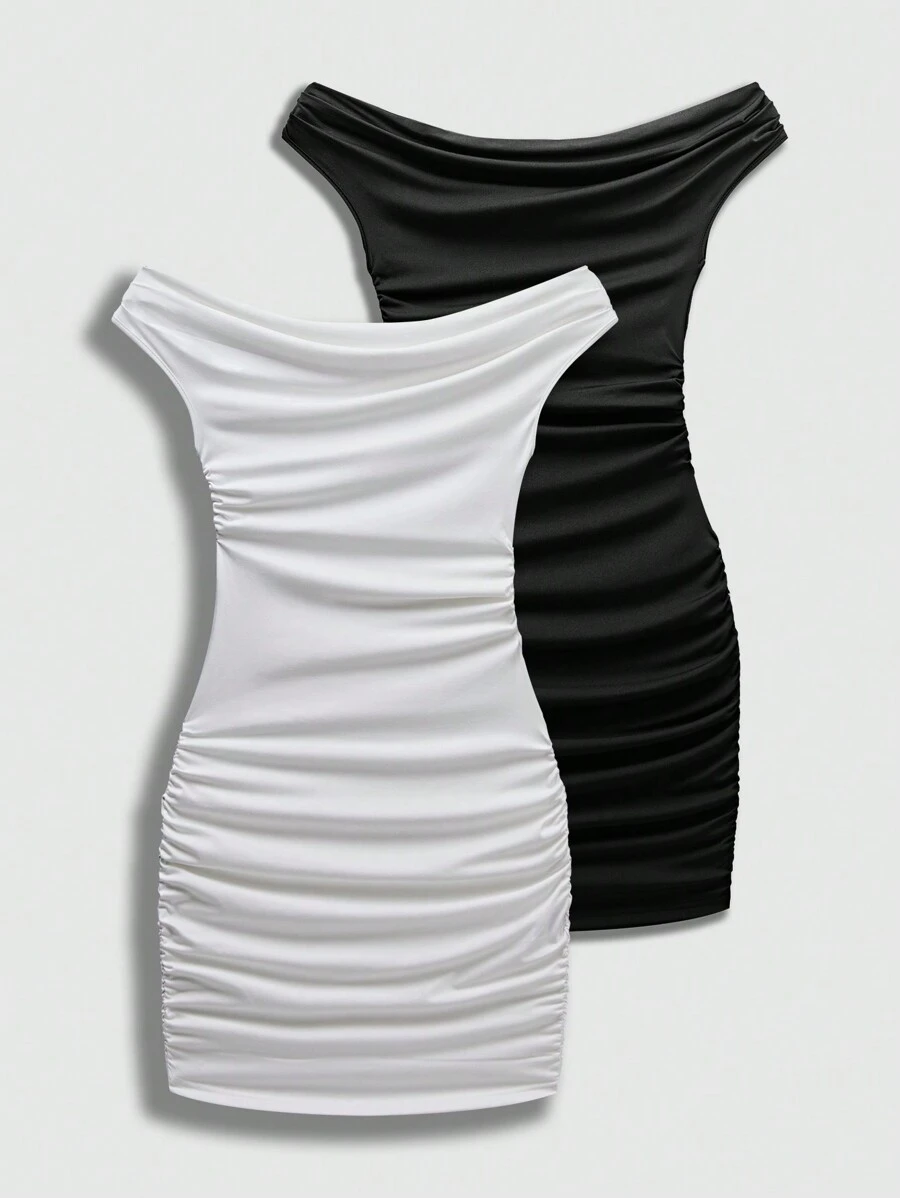Flirla Sexy Off-Shoulder Y2K Style Dress