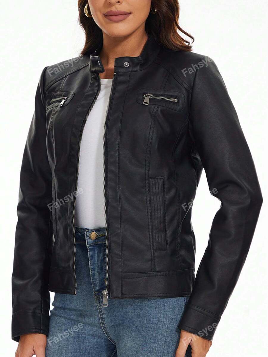 Fashionable & Versatile Stand Collar Zip-Up Jacket