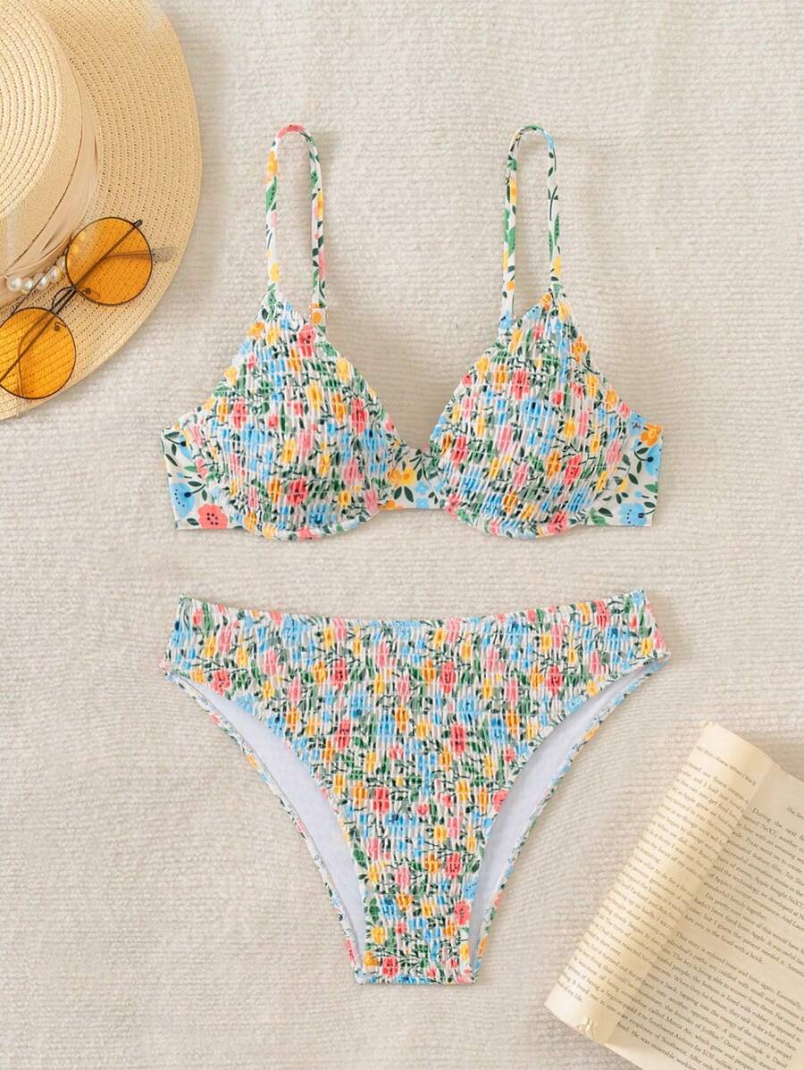 SHEIN Swim Dames ditsy bloemen halternek sexy bikiniset voor zomerstrand