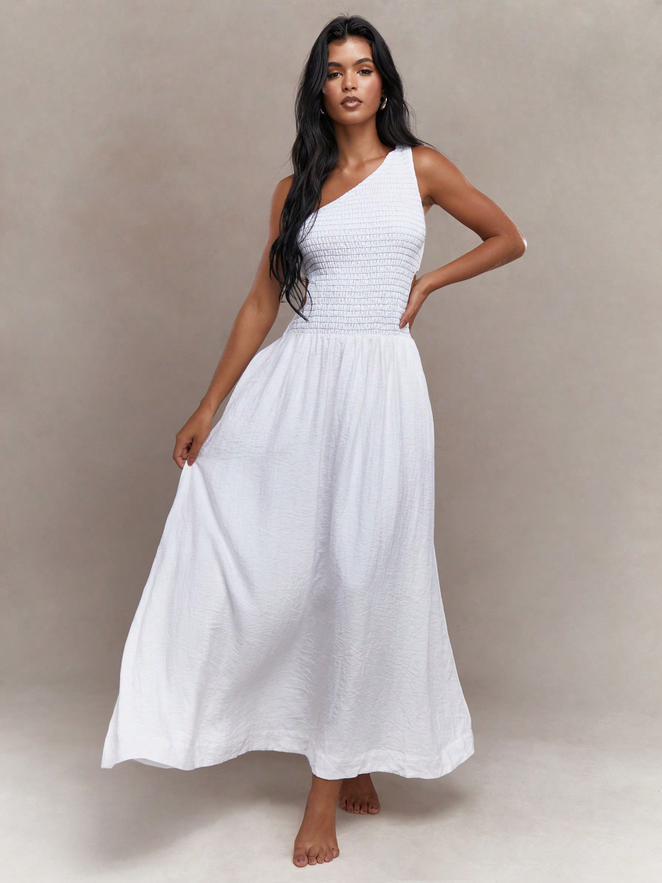 MISSGUIDED Ruched Bust One Shoulder A Line Maxi Dress
