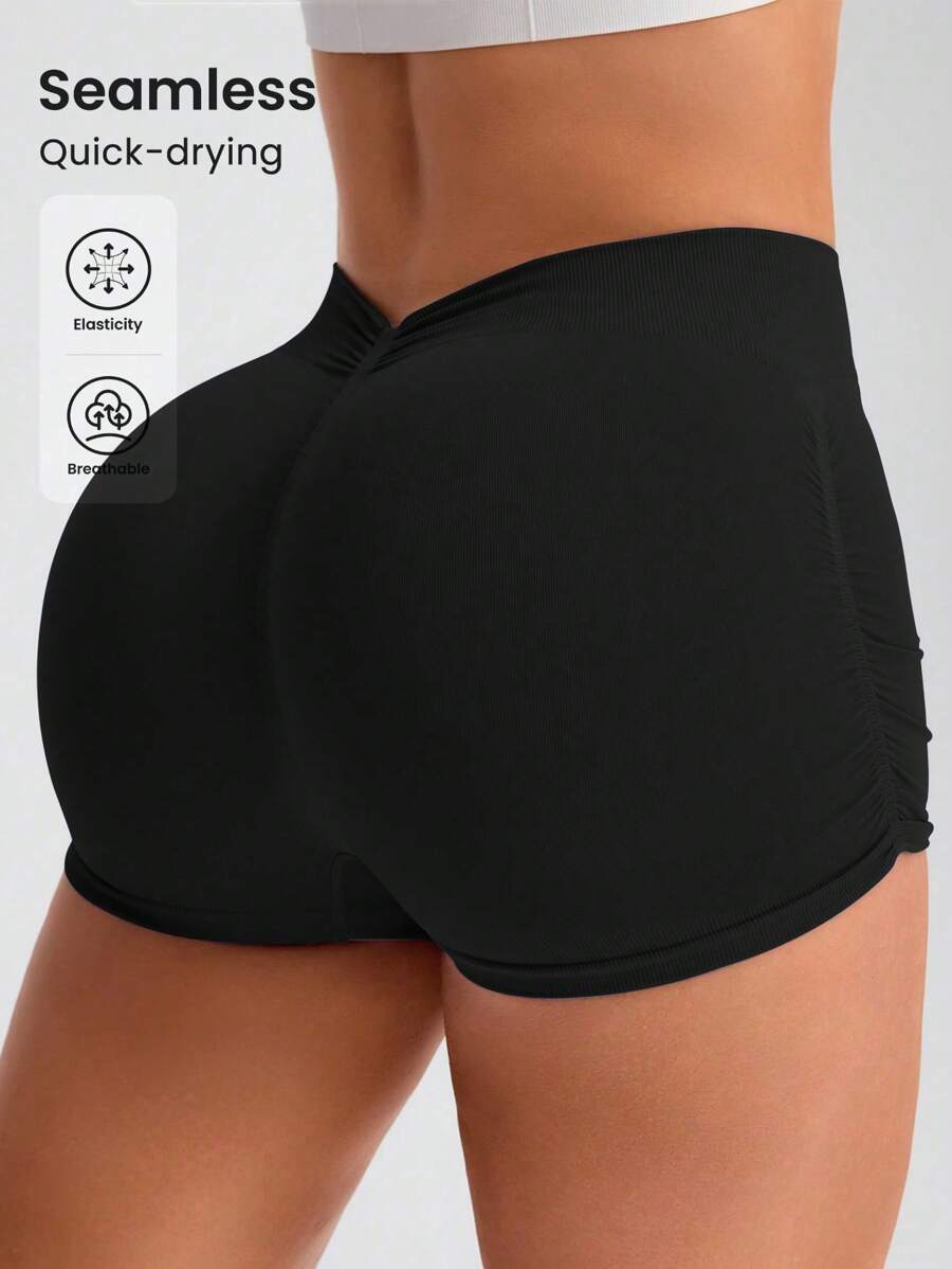 SHEIN Sport Studio Women's Solid Color Simple Everyday Sports ShortsWomen Sweat Short, Gym Short, Biker Short