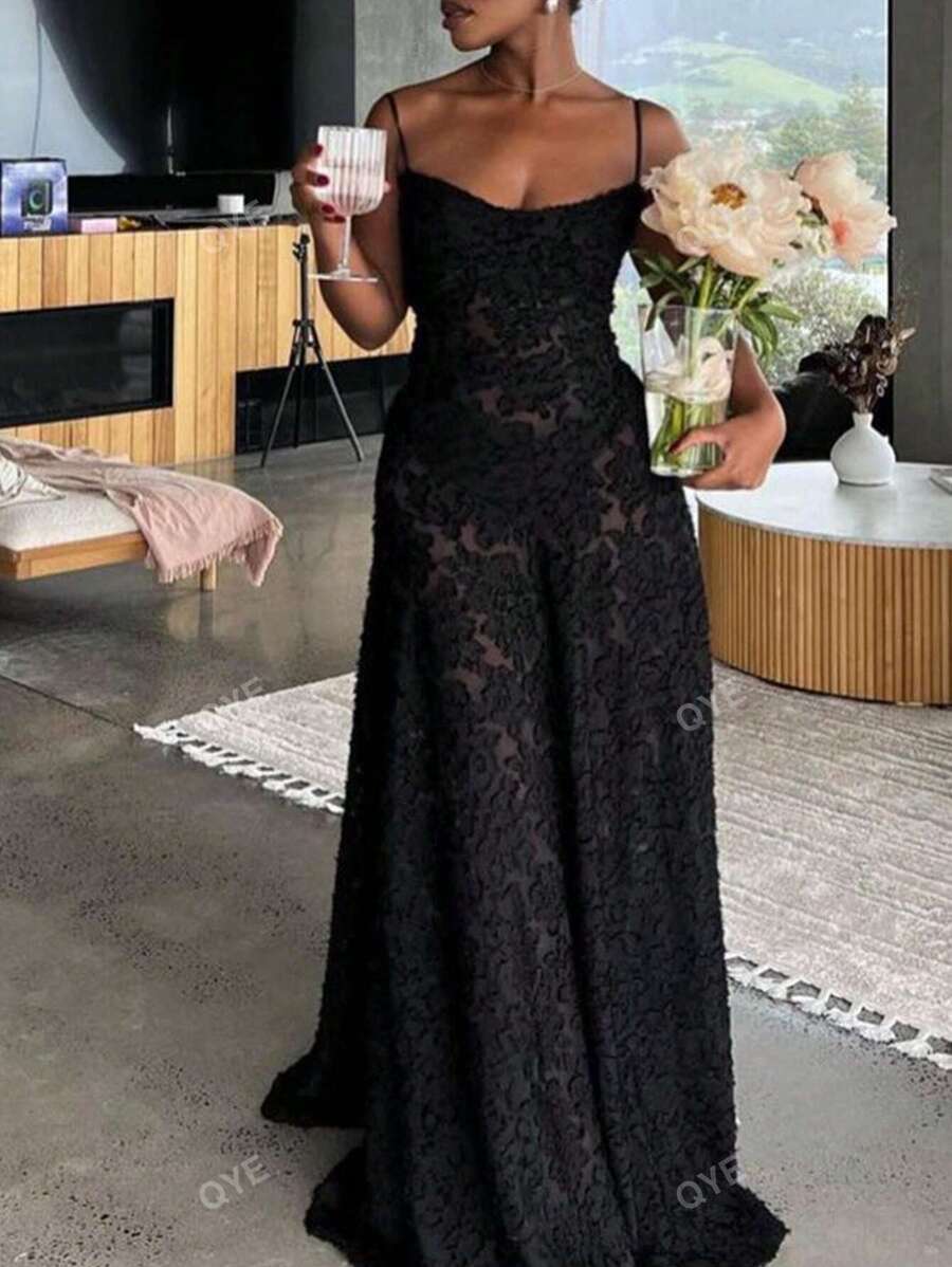 Damen Einfarbiges ärmelloses rückenfreies elegantes Partykleid mit Spaghettiträgern, Cocktail-/halb-formelles Kleid für Prom/Hochzeitsgäste, für Geburtstag, Abschluss, Dinner, Homecoming
