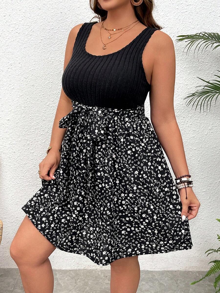 SHEIN VCAY Plus Size Vacation Spliced 2 In 1 Dress