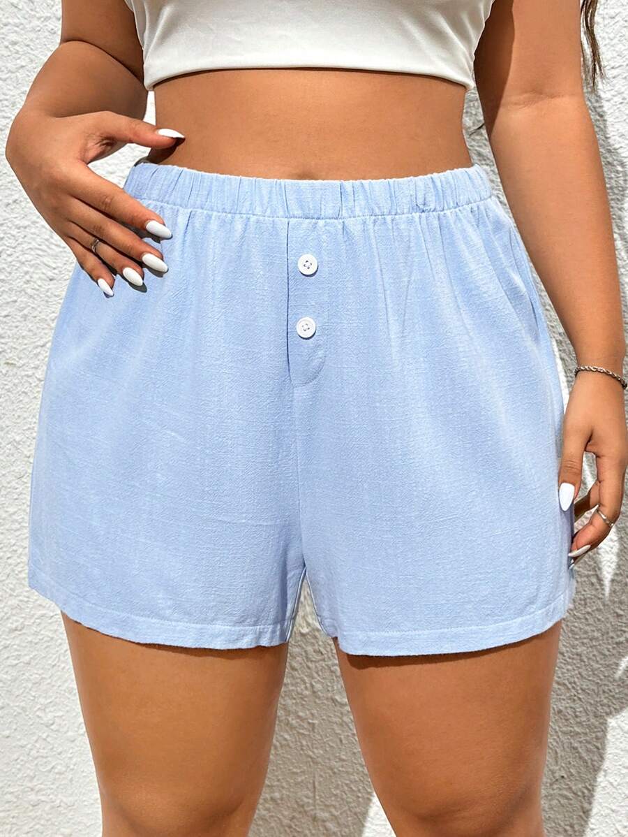 SHEIN EZwear Plus-maat zomer casual effen kleur shorts