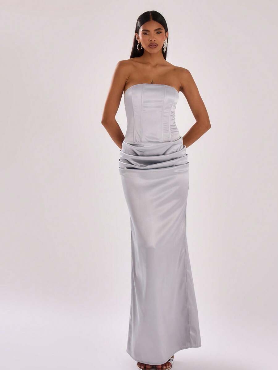 MUSERA Corset Top Ruched Side Maxi Dress Elegant Spring Summer Vacation Party