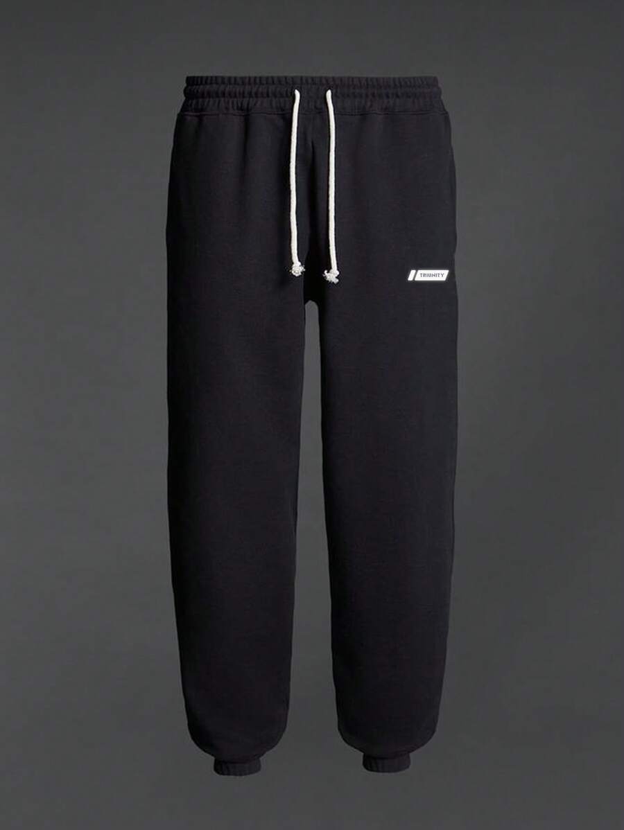 Manfinity Sport Corelite Boyfriend Style Men's Solid Color Drawstring Waist Pocketed Casual Sweatpants