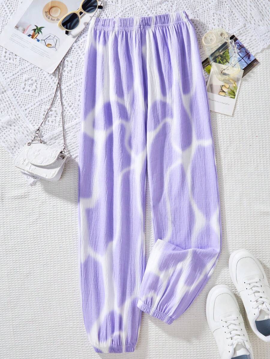 Tie-Dye Pattern Casual Pants For Teen Girls