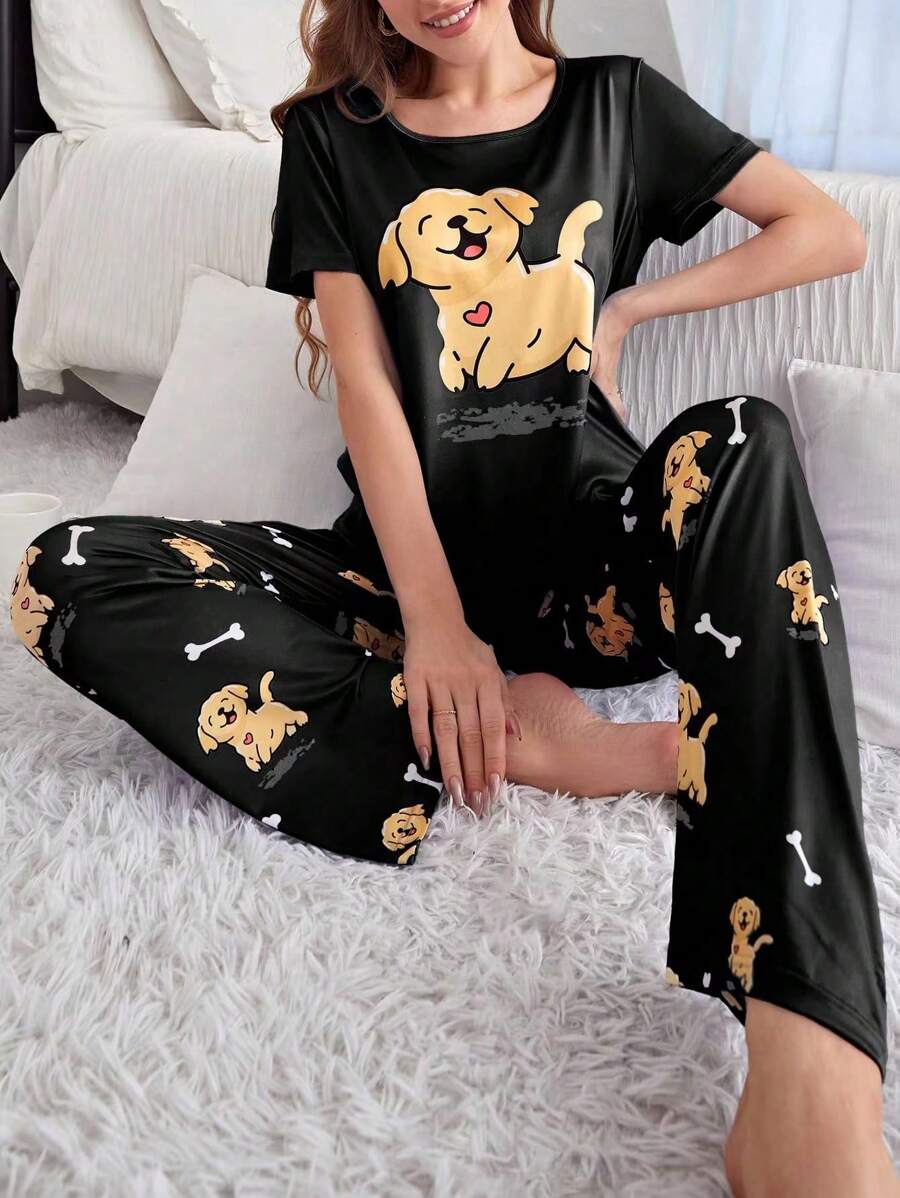 Conjunto De Pijama Con Patrón De Cachorros