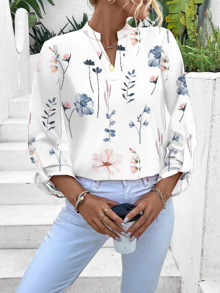 SHEIN Clasi Women's Random Floral Print Simple Daily Shirt