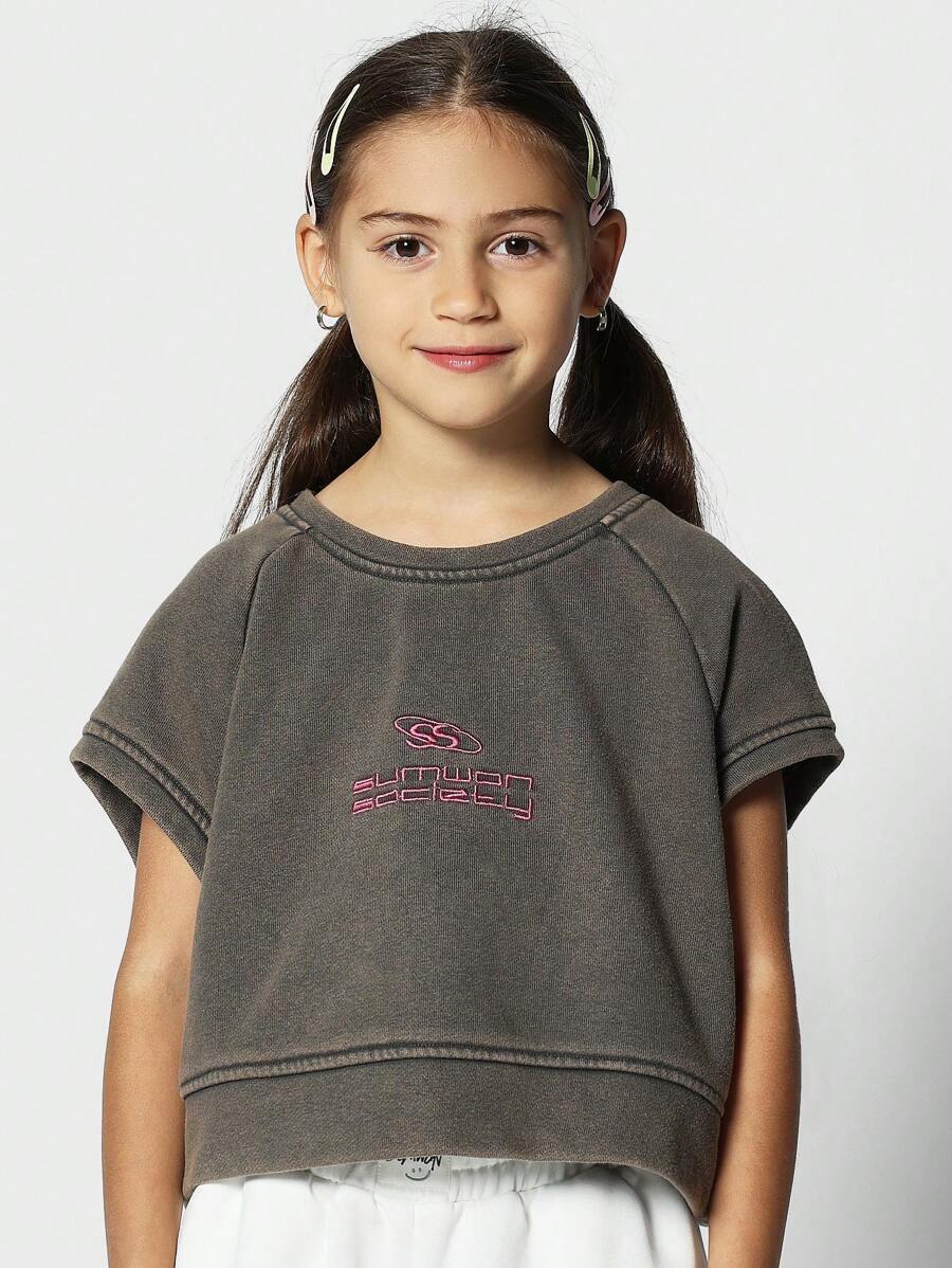SUMWON Tween Girls Washed Boxy Fit Raglan Crop Tank Top
