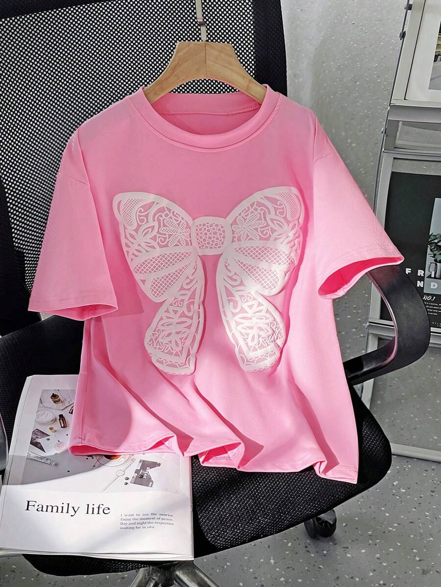 SHEIN Sommer T-Shirt mit Schmetterlingsdruck für Tween Mädchen