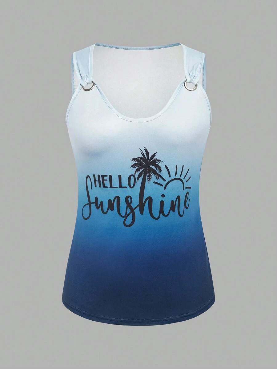 SHEIN LUNE Top de tanque con impresión de letras degradadas