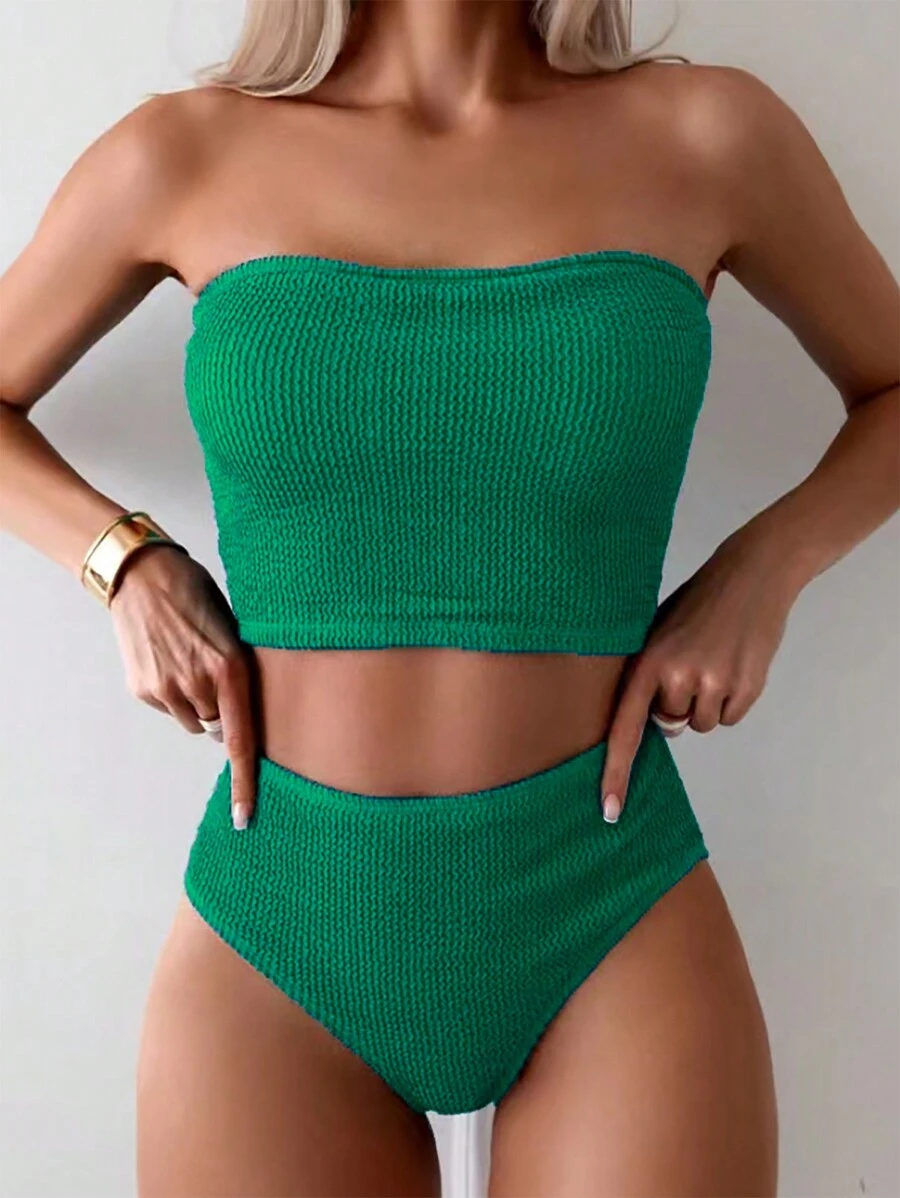 Swim Chiccia Insieme Casual Tankini Senza Spalline a Tinta Unita per la Spiaggia Estiva