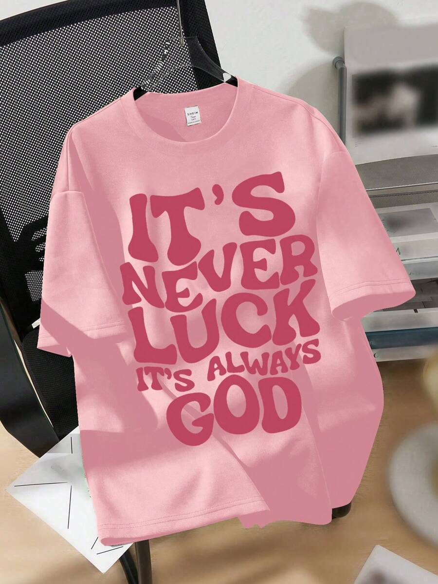 Camiseta estampada de malha casual com gola redonda para meninas adolescentes