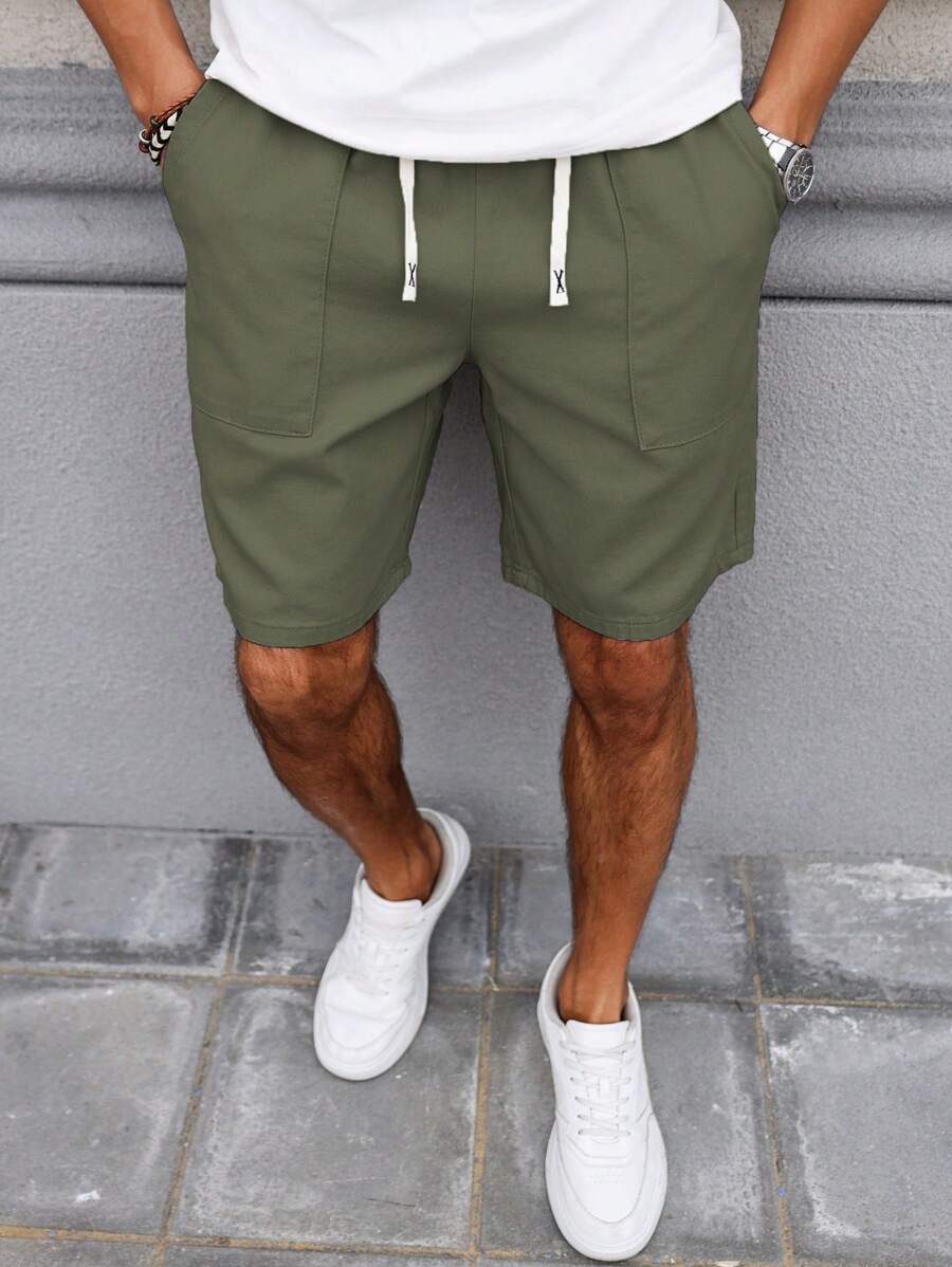 Manfinity Homme Short en jean à cordon de serrage pour hommes, short d'été