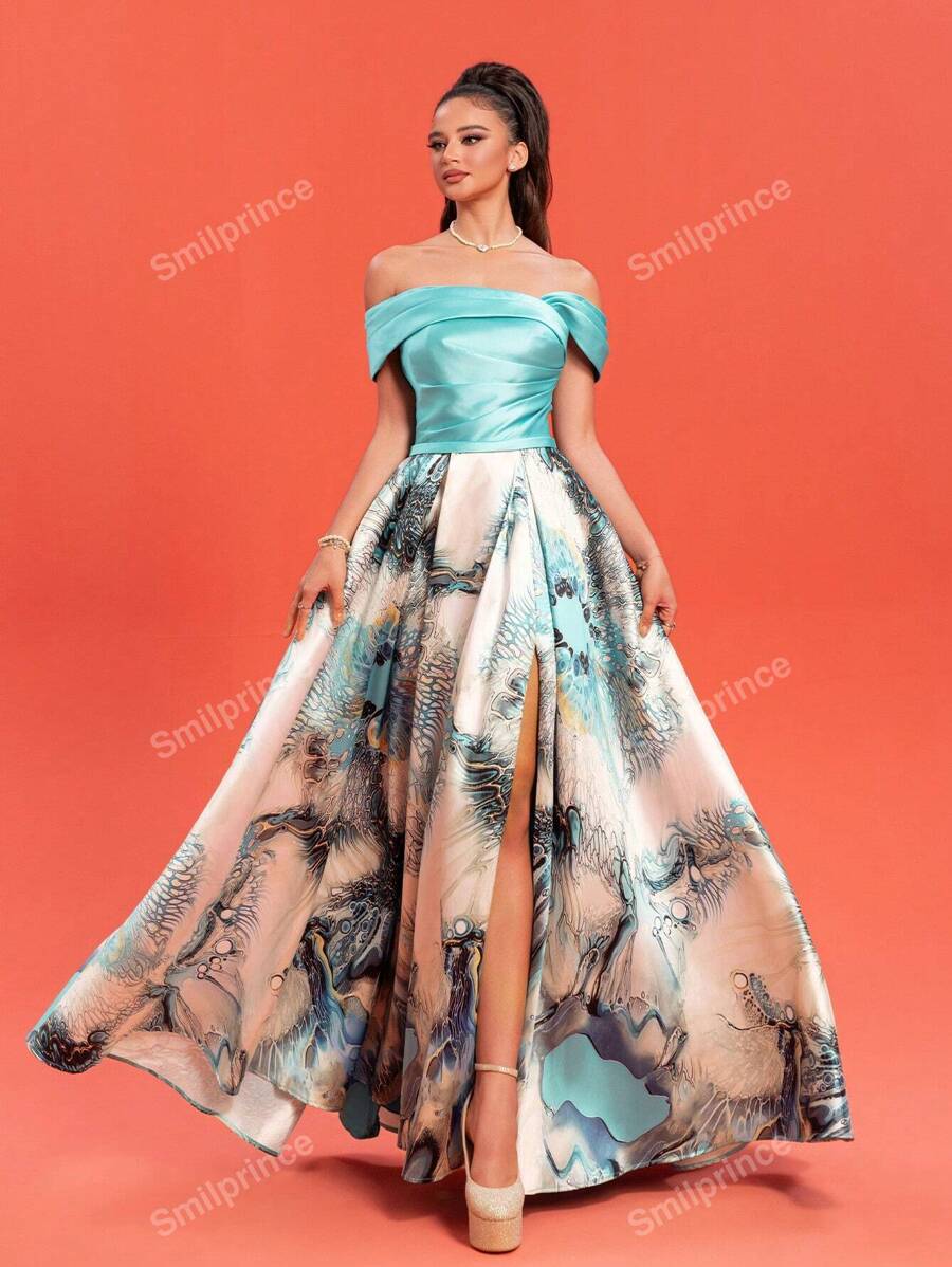 Nuovo stile elegante abito da cocktail/sera per nobildonna, spalle scoperte, da cerimonia, per balli, matrimoni, cene, lauree