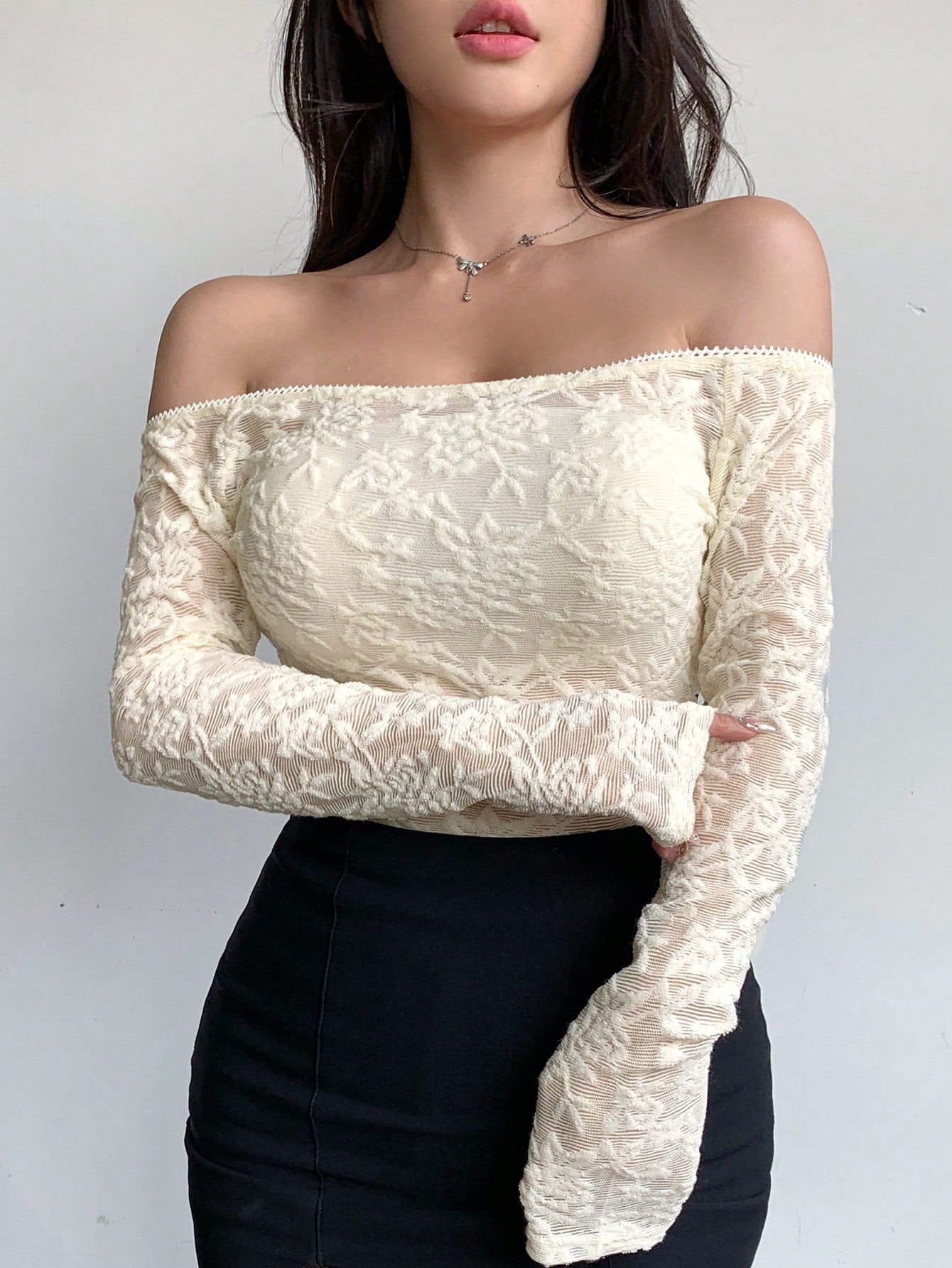 Off Shoulder Lace Top For Spring And Summer｜DAZY