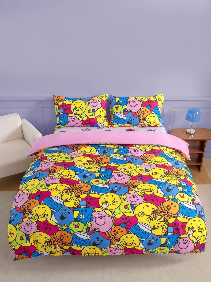Mr Men Little Miss X SHEIN Allover Printed Duvet Cover Set