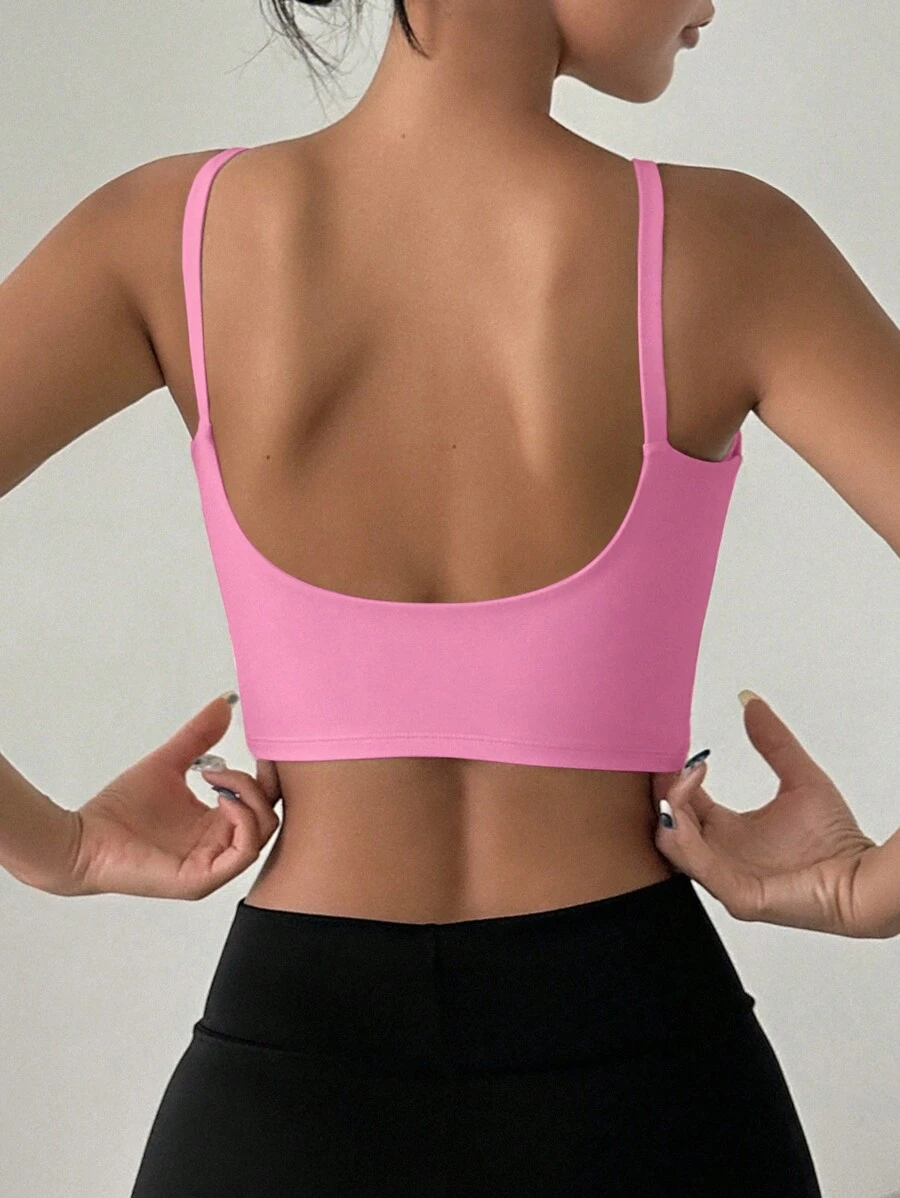 DAZY Reggiseno sportivo senza soluzione di continuità con schiena scoperta di colore rosa